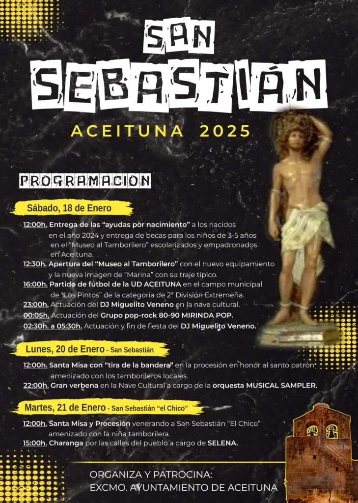 Fiesta de San Sebastián en Aceituna 2025