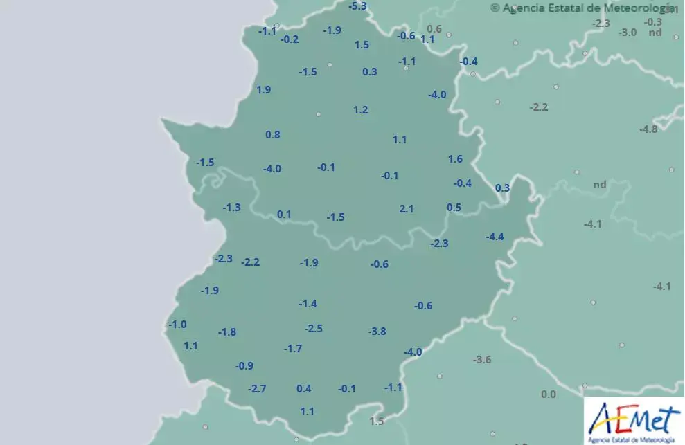 Temperaturas bajo cero en varias localidades de Extremadura