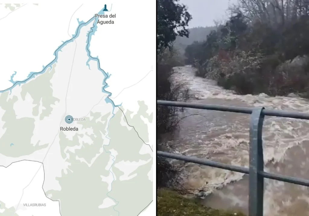 Emergencia en Robleda: Dos ríos desbordados inundan el pueblo salmantino