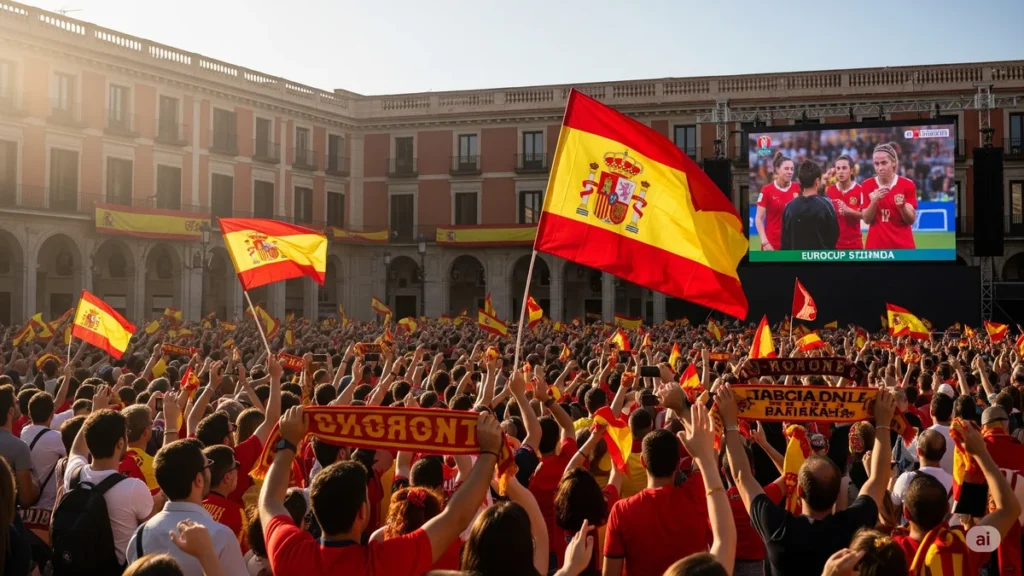 España se moviliza con pantallas gigantes para la histórica final de la Eurocopa Femenina