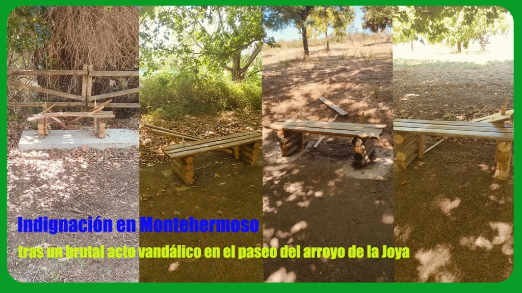 Indignación en Montehermoso tras un brutal acto vandálico en el paseo del arroyo de la Joya