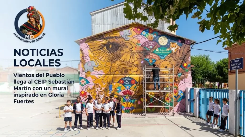 Vientos del Pueblo llega al CEIP Sebastián Martín con un mural inspirado en Gloria Fuertes
